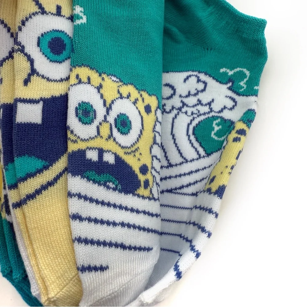 SpongeBob SquarePants Womens No Show Socks Nickelodeon Green Yellow Y2K Fun Gift